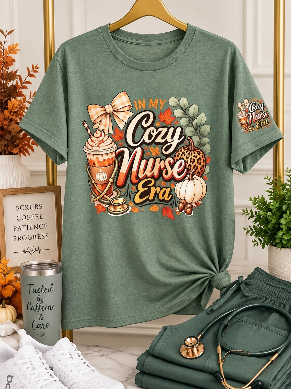 Cozy Nurse Era Green Graphic Tee